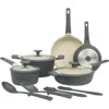 Oster Rooney 12 Piece Cast Aluminum Ceramic Nonstick Cookware Set In Gray