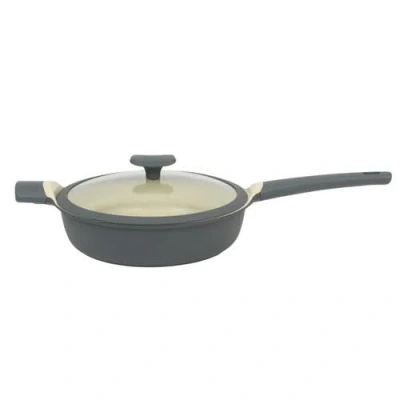 Oster Rooney 4.1 Quart Ceramic Nonstick Cast Aluminum Saute Pan With Lid In Grey In Gray