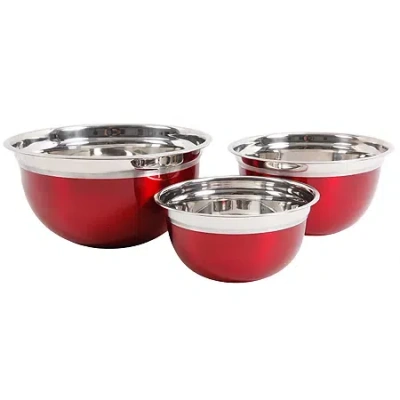 Oster Rosamond 3 Pack Round Mixing Bowl In Red