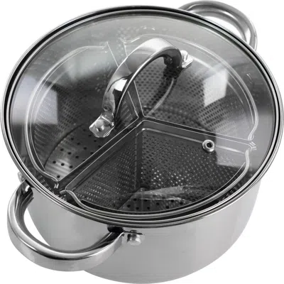 Oster Sangerfield 5 Piece 4 Quart Stainless Steel Dutch Oven With Lid And 3-section Dividers In Silver