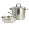 Oster Sangerfield 5 Quart Stainless Steel Pasta Pot With Strainer Lid And Steamer Basket In Silver