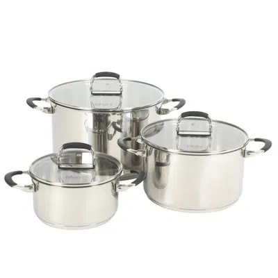 Oster Silverbolt 6 Piece Stackable Space-saving Dutch Oven Sauce Pan Cookware Set