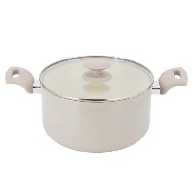 Oster Sutterville Choice 6 Quart Ceramic Nonstick Aluminum Dutch Oven With Lid In Beige In Neutral