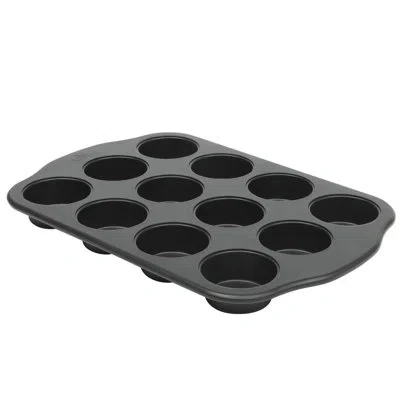 Oster Teston Platinum Collection 12-cup Nonstick Carbon Steel Muffin Pan In Matte Black