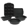 Oster Teston Platinum Collection 5 Piece Nonstick Carbon Steel Bakeware Set In Matte Black In Black
