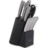 Oster Wellisford 14 Piece Stainless Steel Cutlery Set With Black Rubber Wood Block In Black