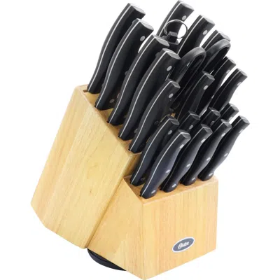 Oster Winstead 22 Piece Stainless Steel Cutlery Set With Black Handles And Wooden Block