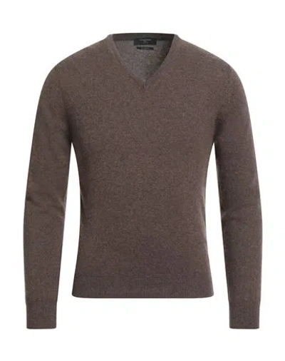 Osvaldo Bruni Man Sweater Brown Size 40 Cashmere