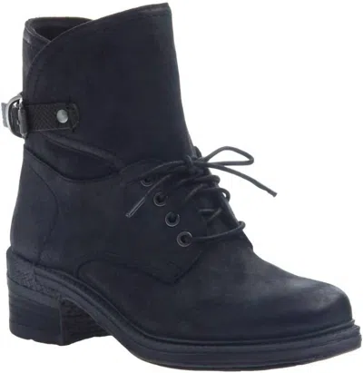 Otbt Women's Gallivant Leather Combat Boots In Black In Blue