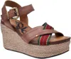 Otbt Women's Topsail Wedge Sandal In Brown Sugar In Multi