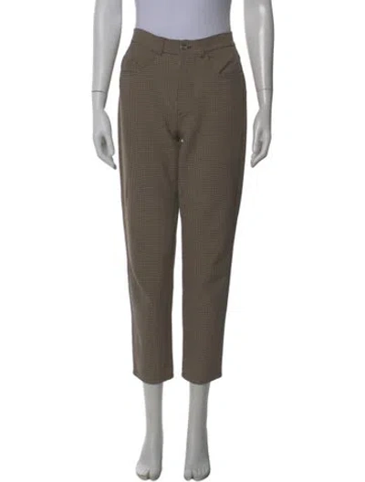 Pre-owned Otd Plaid Print Straight Leg Pants In Neutral