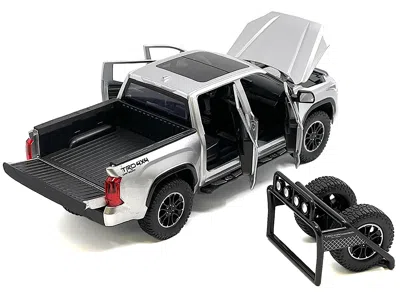 Other 2023 Toyota Tundra Trd 4x4 Pickup Truck Silver With Sunroof And Wheel Rack 1/24 Diecast Model Car In Black