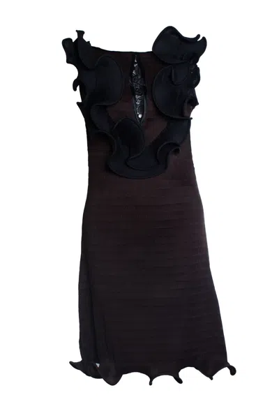 Other Designers Arrey Kono, Ruffled And Pleated Midi Dress In Black