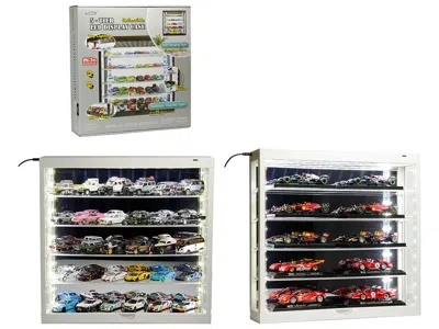 Other Showcase Wall Mount 5 Tier Display Case Mirror Back Panel Mijo Exclusives For 1/64-1/43 Scale's In White