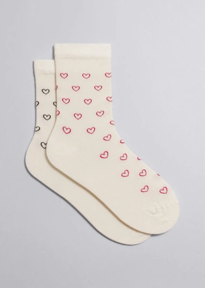 Other Stories 2-pack Heart Motif Socks In White
