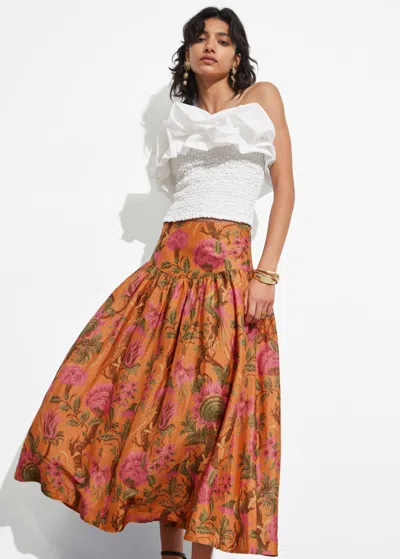 Other Stories A-line Midi Skirt In Orange