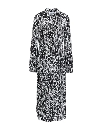 Other Stories &  Plisse Mesh Midi Dress In Black And White Print