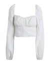 Other Stories &  Woman Top Ivory Size 14 Viscose, Linen, Polyester, Elastane In White
