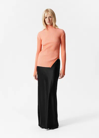 Other Stories Asymmetric Rib-knit Top In Orange