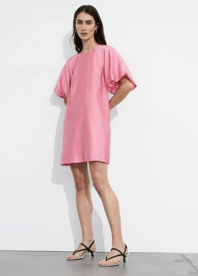 Other Stories Balloon-sleeve Mini Dress In Pink