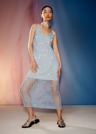 vintage crochet maxi dress Rare Knit Fringe Dress, Natural / L Scoop neckline Dress - Woman - Size:52 Regular Jacket long nightgown