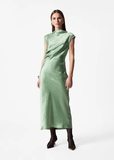 Other Stories Bias-cut Satin Midi Dress In Green