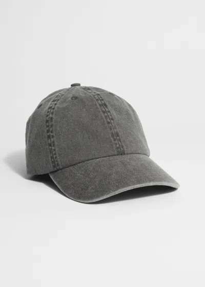 Other Stories Bleached Denim Baseball Cap In Gray