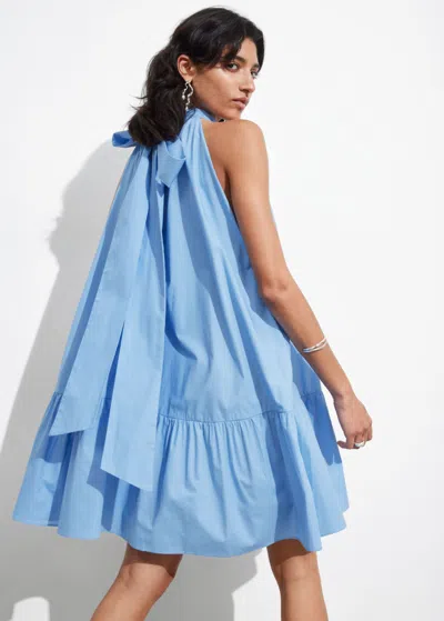 Other Stories Bow-detailed Mini Dress In Blue