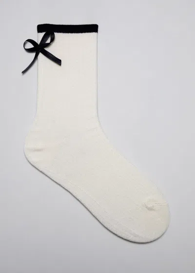 Other Stories Bow-detailed Socks In White