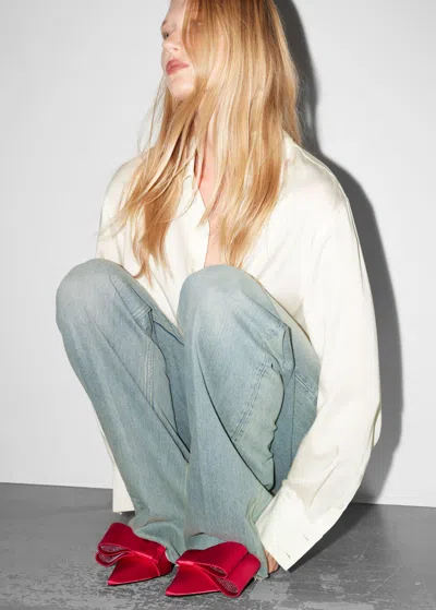 Other Stories Bow-embellished Satin Pumps In Red