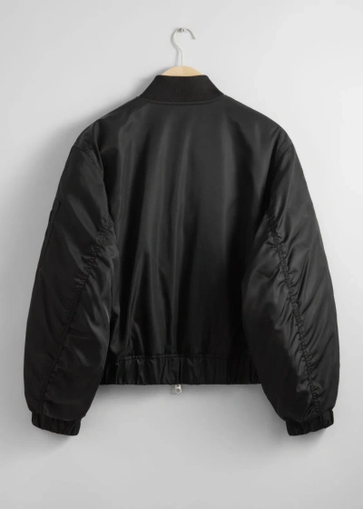 Other Stories Boxy Zip-up Jacket In Black
