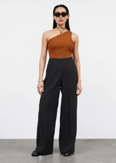 Other Stories Breezy Low-waist Trousers In Black