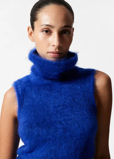 Other Stories Brushed Mohair-blend Tank Top In Blue