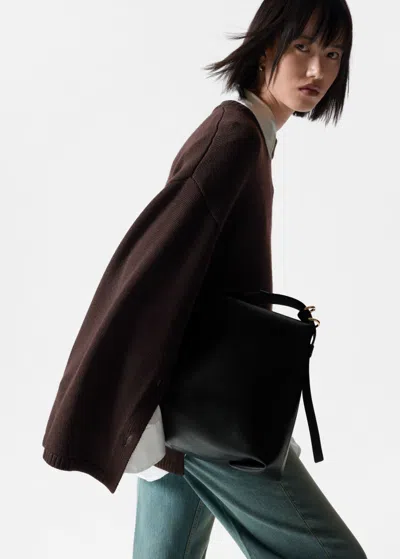 Other Stories Button-detailed Merino Sweater In Brown