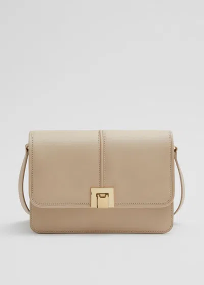Other Stories Classic Leather Shoulder Bag In Beige