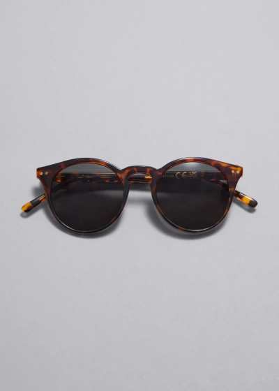 Other Stories Classic Round Frame Sunglasses In Brown