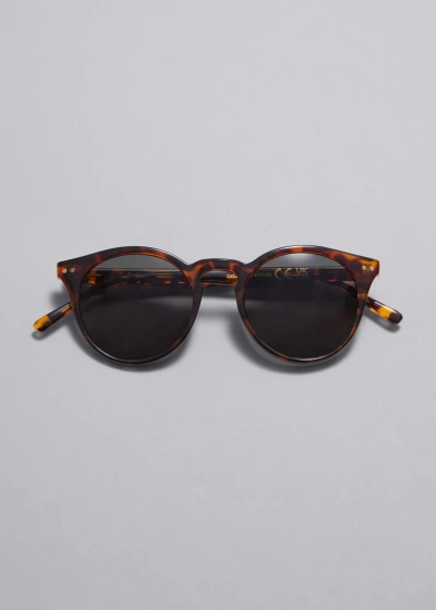 Other Stories Classic Round Frame Sunglasses In Black
