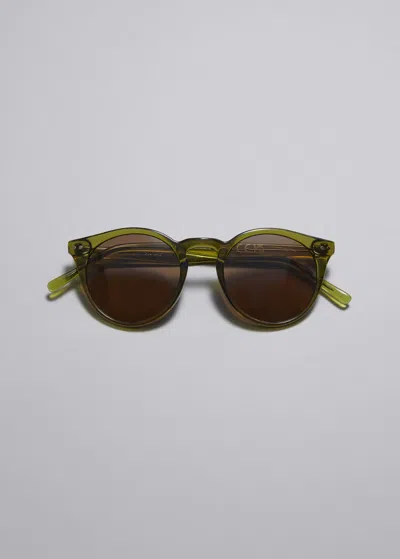 Other Stories Classic Round Frame Sunglasses In Green