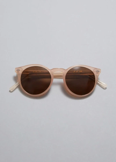 Other Stories Classic Round Frame Sunglasses In Pink