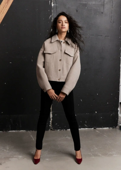 Other Stories Oversized Wool-blend Jacket In Beige