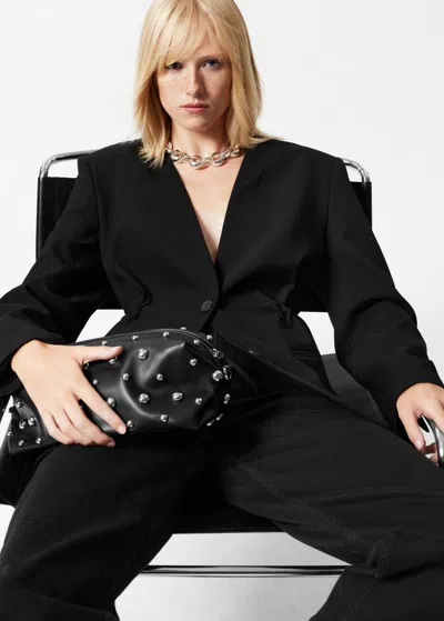 Other Stories Collarless Blazer In Black