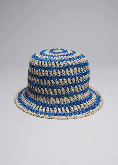Other Stories Crochet Straw Hat In Blue