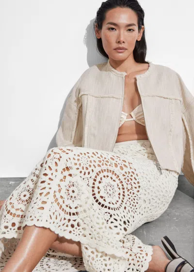 Other Stories Crocheted Midi Skirt In White