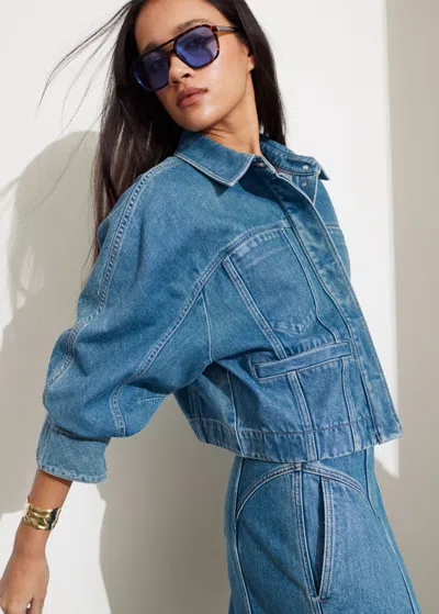 Other Stories Cropped Denim Jacket In Blue