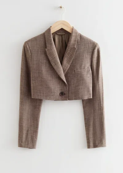 Other Stories Cropped Tailored Blazer In Neutral