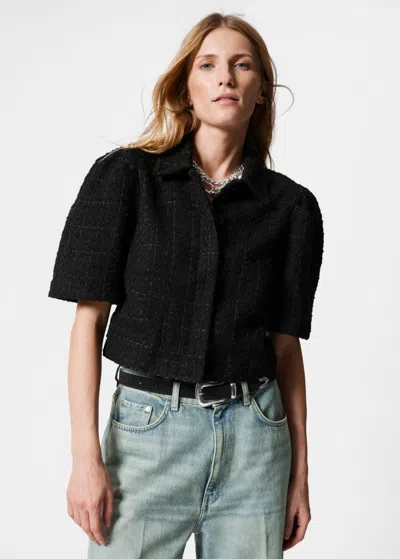 Other Stories Cropped Tweed Jacket In Black