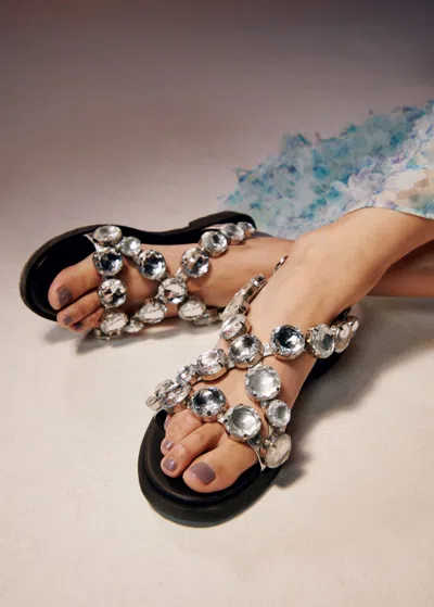 Other Stories Crystal-embellished Leather Sandals In Silver