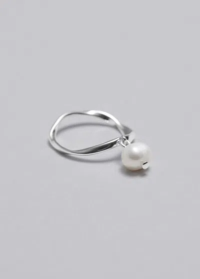 Other Stories Dangle Pearl Ring In Silver