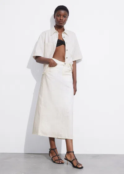 Other Stories Denim Midi Skirt In White