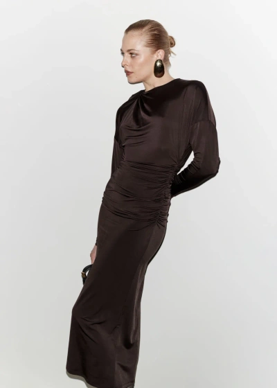 Other Stories Draped Midi Dress In Brown
